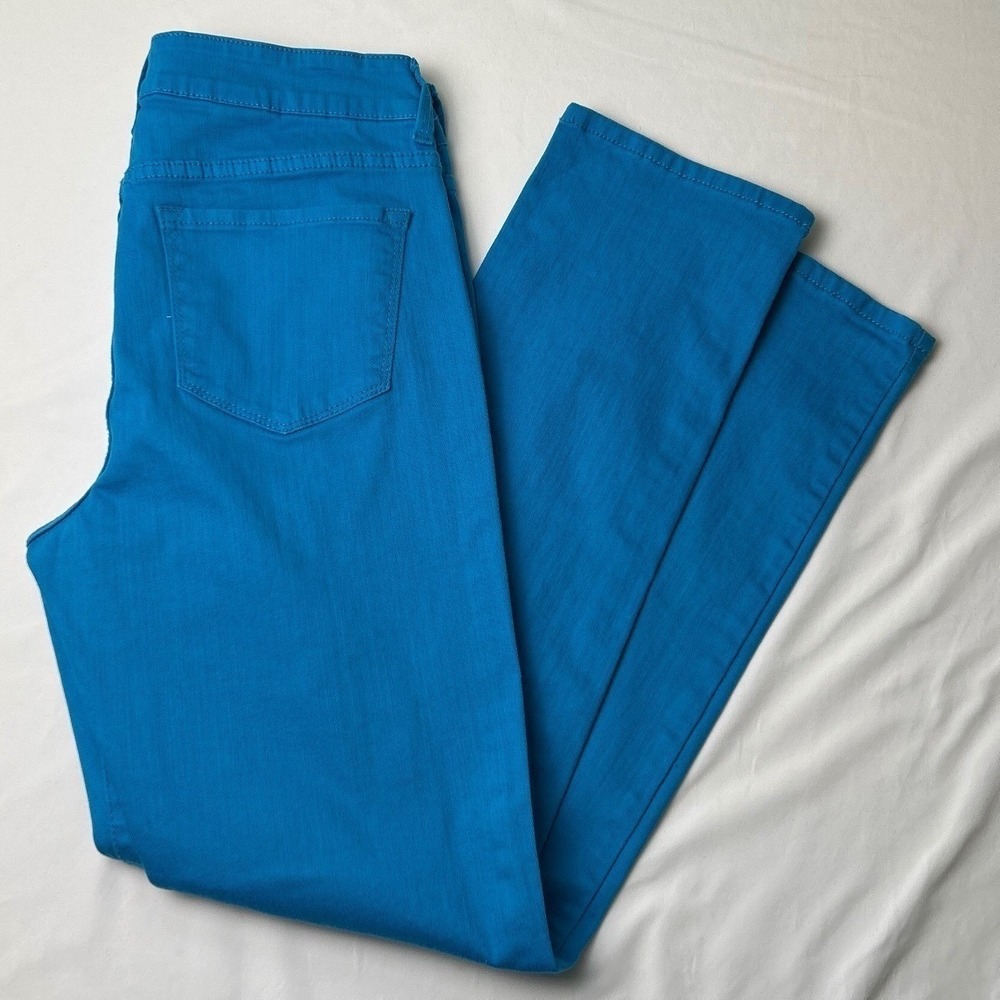 NYDJ Womens Mid RIse Skinny Jeans Turquoise Blue Size 6 Stretch Bold Statement